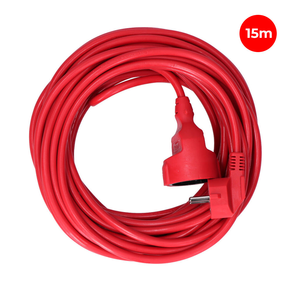Prolongador con 1 toma 2P+T 16A 250V~ 15 m de cable H05VV-F 3G1,5mm² Rojo EDM