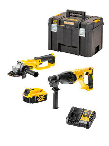 Dewalt DCK2027P2T 18V XR Set – DCH133 Elektropneumatischer Hammer + DCG412 Schleifer + Aktentasche + 2 LI-ION 5,0 Ah Batterien