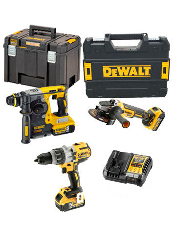 Power Kit Dewalt Hammer + Bohrer + Akku-Schleifmaschine DCK393P3T