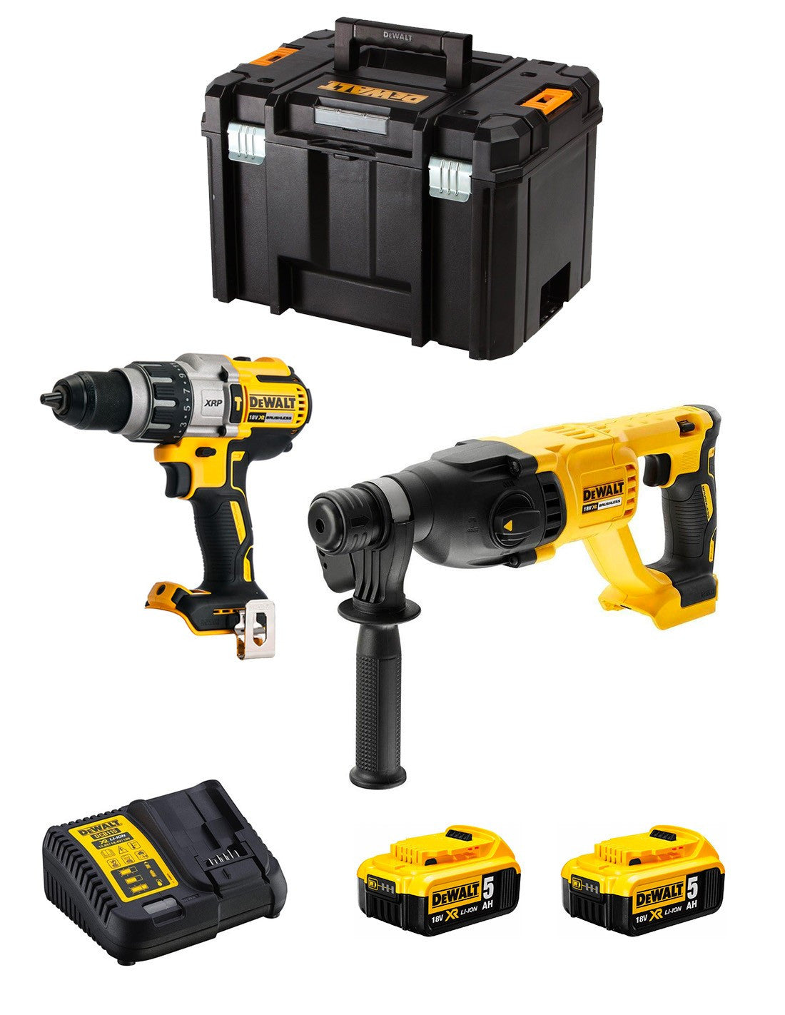 Dewalt Kit DCD996 Bohrhammer + DCH133 Hammer + 2bat 5Ah + Ladegerät + TSTAK VI DCK233P2