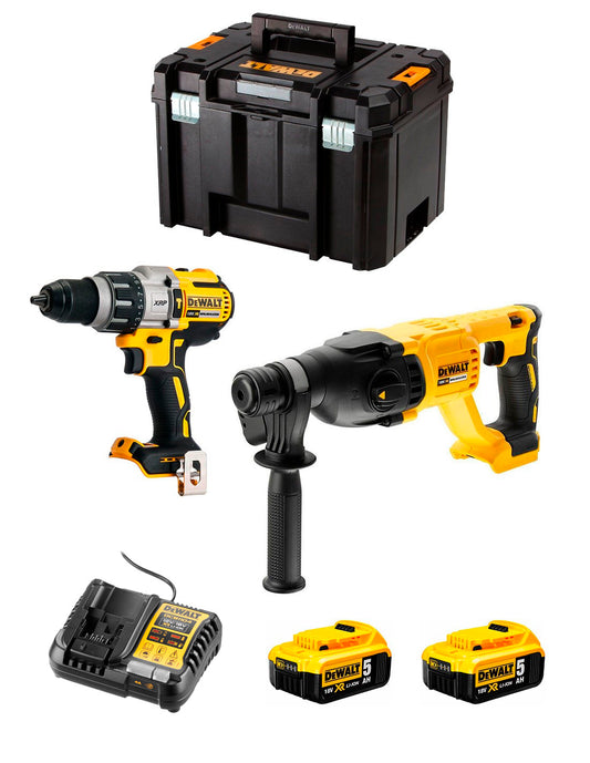 Dewalt Kit DCD996 Bohrhammer + DCH133 Hammer + 2bat 5Ah + Ladegerät + TSTAK VI DCK233P2