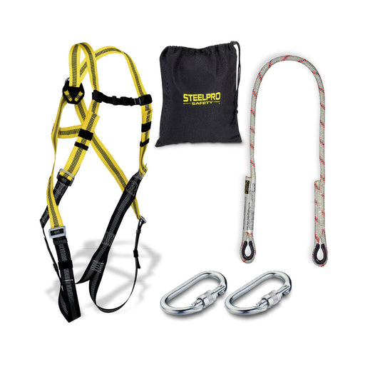 Absturzsicherungsset STEELSAFE-1 mit Rückenkarabiner + Seil + 2 Karabiner Marca 1888KIT1SIN