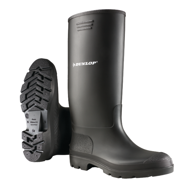 Schwarzer PVC-Gummistiefel mit hohem Schaft, Dunlop 380PP
