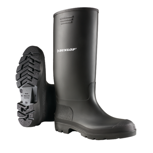 Schwarzer PVC-Gummistiefel mit hohem Schaft, Dunlop 380PP