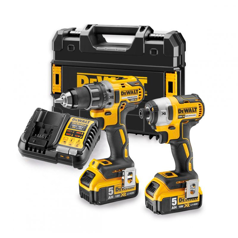 Dewalt Kit DCD791 Bohrer + DCF887 Schlagschrauber + 2bat 5,0 Ah + Ladegerät + TSTAK II DCK268P2T