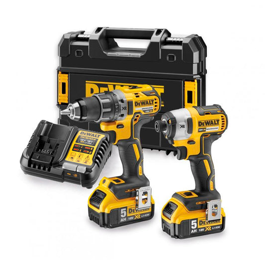 Kit Dewalt Taladro atornillador DCD791 + Atornillador de impacto DCF887 + 2bat 5,0Ah + Cargador + TSTAK II DCK268P2T