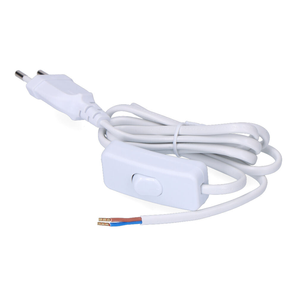 Anschluss mit 3-A-Schalter, 1,5 m, 2×0,75 mm, weißes Flachkabel von EDM