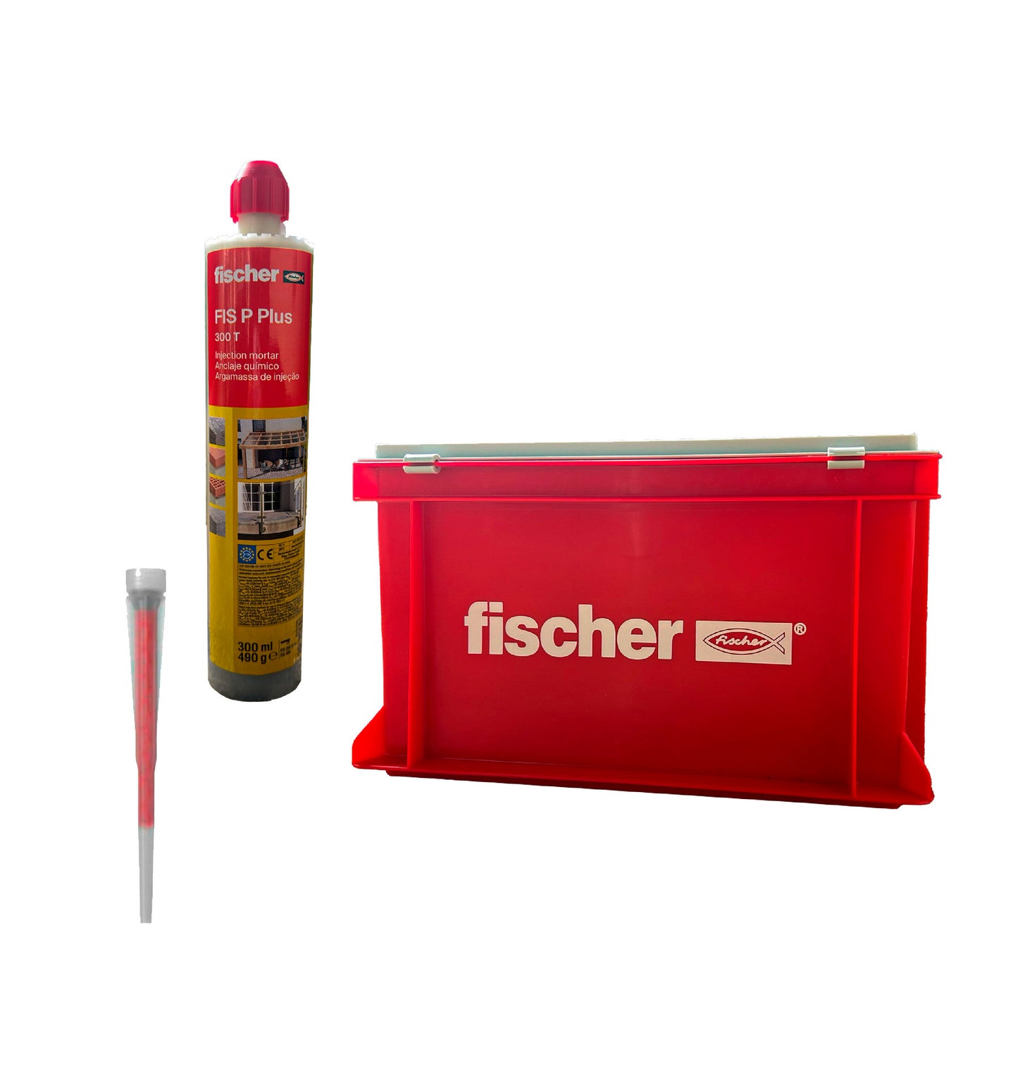 Packung mit 20 chemischen Ankerkartuschen 300 ml FIS P Plus 300 T + 40 Düsen + Box Fischer 573261