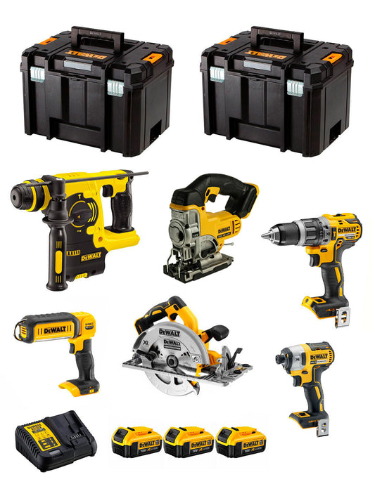 Dewalt-Kit mit 6 Werkzeugen + 3bat 5Ah + Ladegerät + 2xTSTAK VI DCK673P3