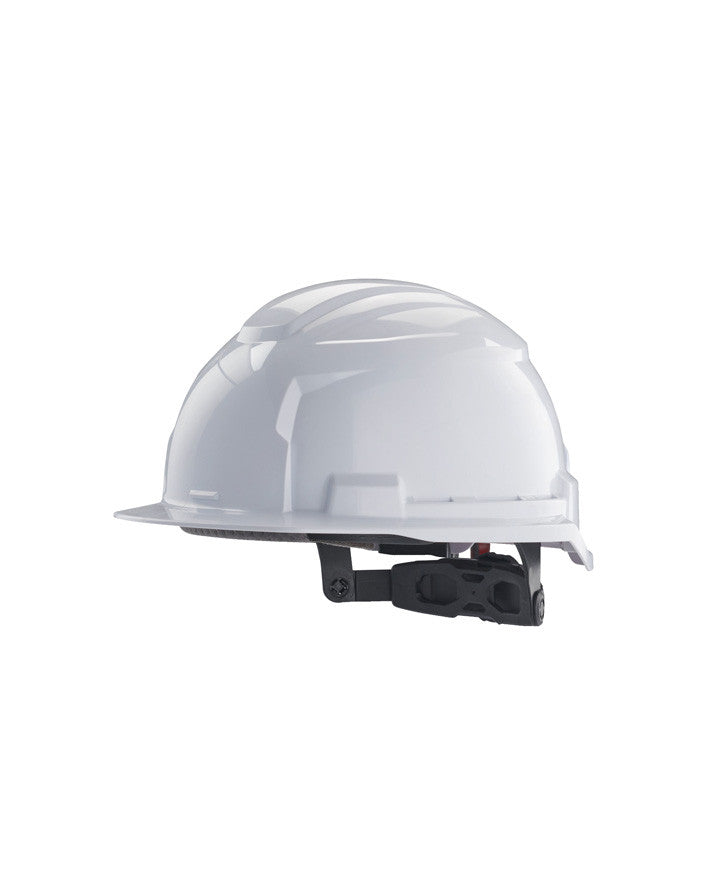 Weißer unbelüfteter BOLT100-Helm mit 4-Punkt-Kinnriemen EN397 Milwuakee