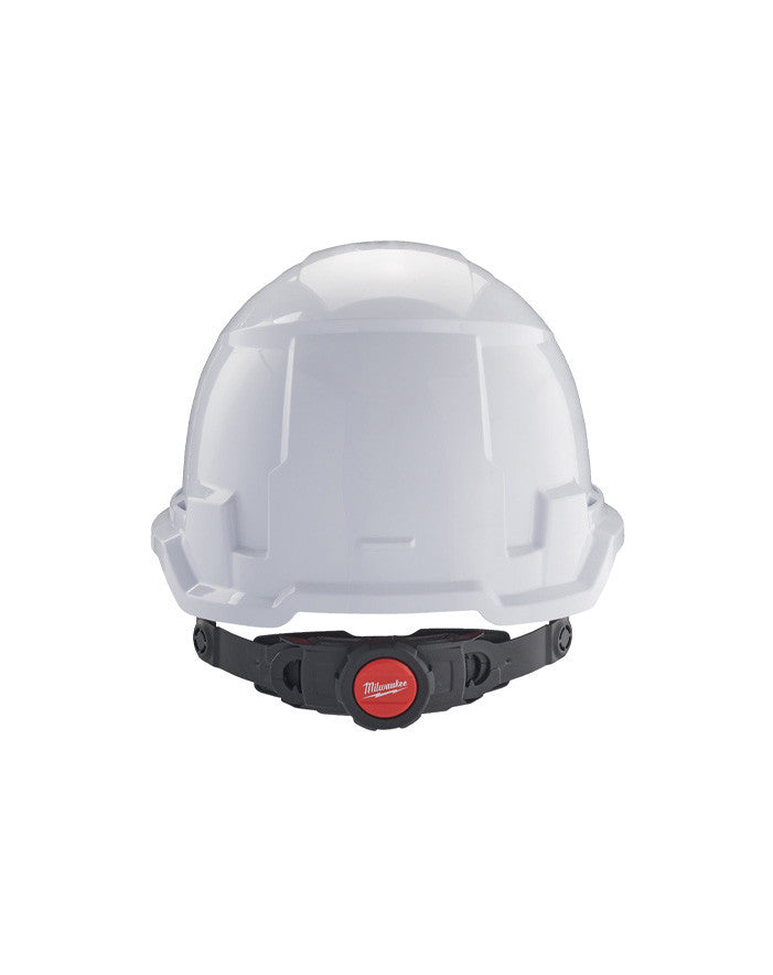 Weißer unbelüfteter BOLT100-Helm mit 4-Punkt-Kinnriemen EN397 Milwuakee