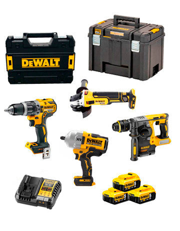 Power Kit Dewalt Hammer + Bohrer + Schleifer + Akku-Schlagschrauber DCK428P3T