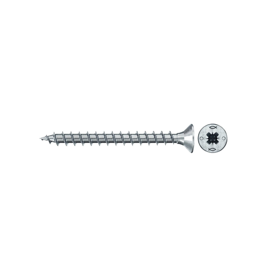 Karton mit 200 Stück PowerFast FPF II CZF Spanplattenschrauben mit Senkkopf und PZ-Antrieb von Fischer