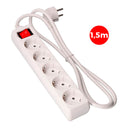 Base múltiple 5 tomas 2P+T con interruptor luminoso 16A 250 V~ 1,5m de cable H05VV-F 3 G EDM