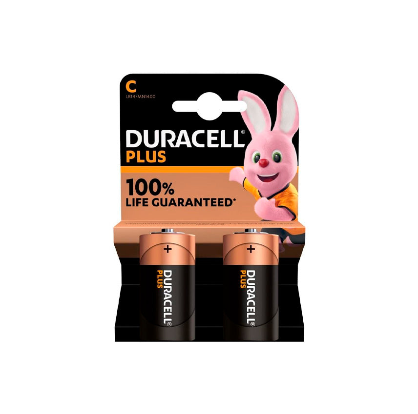 Packung mit 2 Duracell Plus Power C-Alkalibatterien