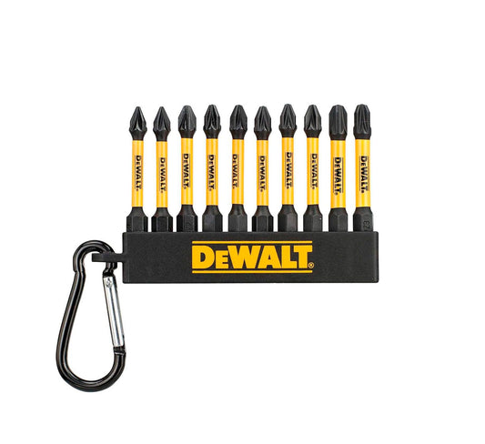 10-teiliges FLEXTORQ-Bitset 57 mm PZ2 und PH2 mit Karabinerhaken Dewalt DT7274