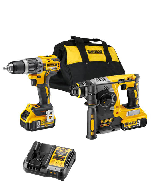 Dewalt DCK289P2 18V XR Set – Elektropneumatischer Hammer + Bohrhammer + Tasche + 2 LI-ION 5,0 Ah Akkus