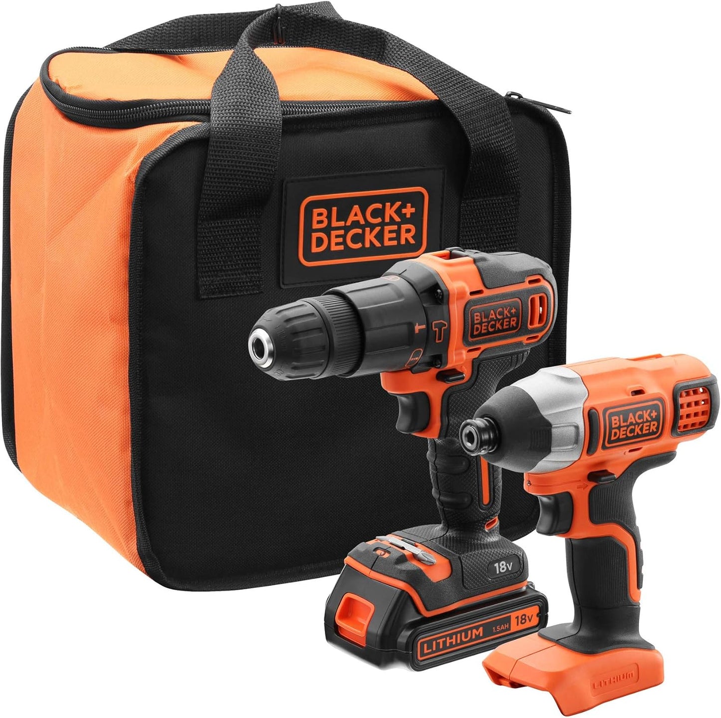 Black+Decker BCK21S1S 18V Akku-Schlagbohrschrauber mit Akku und Ladegerät