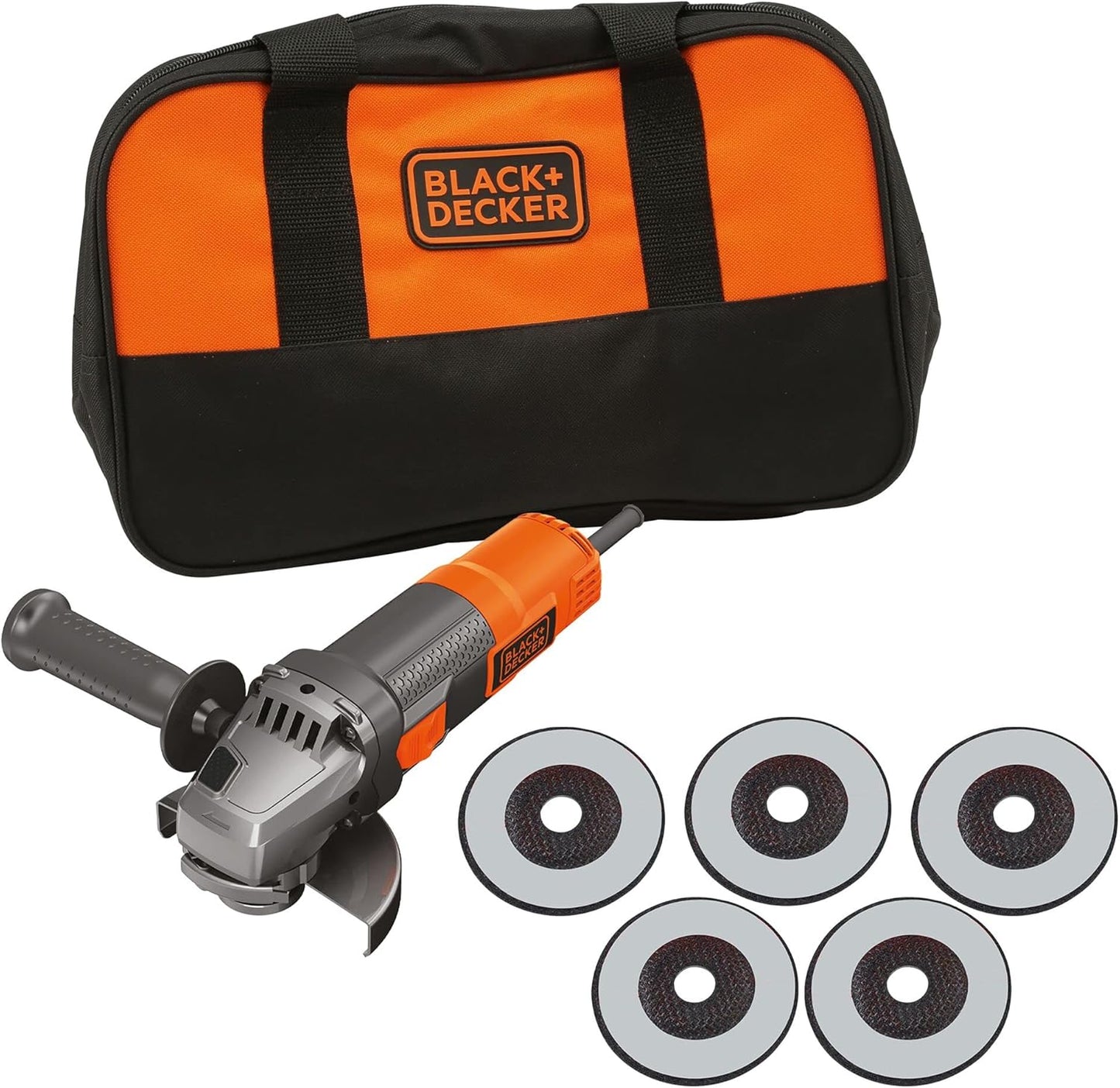 Black+Decker 900W 125cm kabelgebundener Winkelschleifer mit 5 Scheiben BEG220SA5 Black+Decker