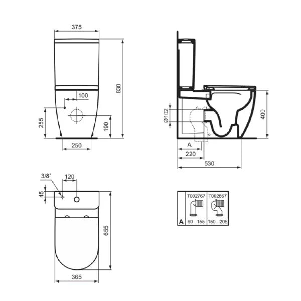 Komplettes bodenstehendes WC mit Wandmontage Ellisse Ideal Standard T569601