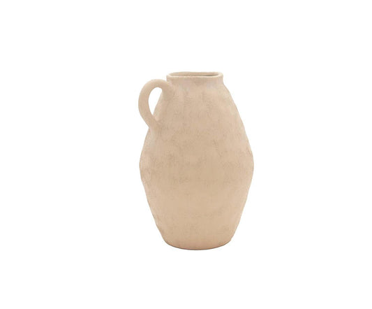 Beigefarbene Steingutvase Masaka 30 cm Andrea House