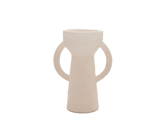 Dekorative Vase Dulia aus weißem Steinzeug, 28 cm, von Andrea House