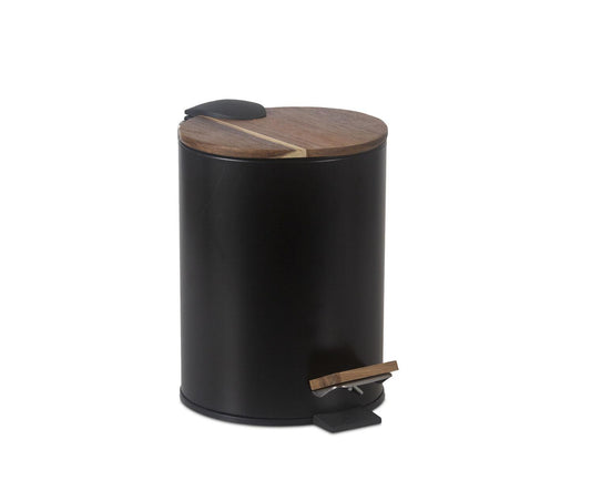 Schwarzer Papierkorb aus Metall und Holz, 5 l, Andrea House