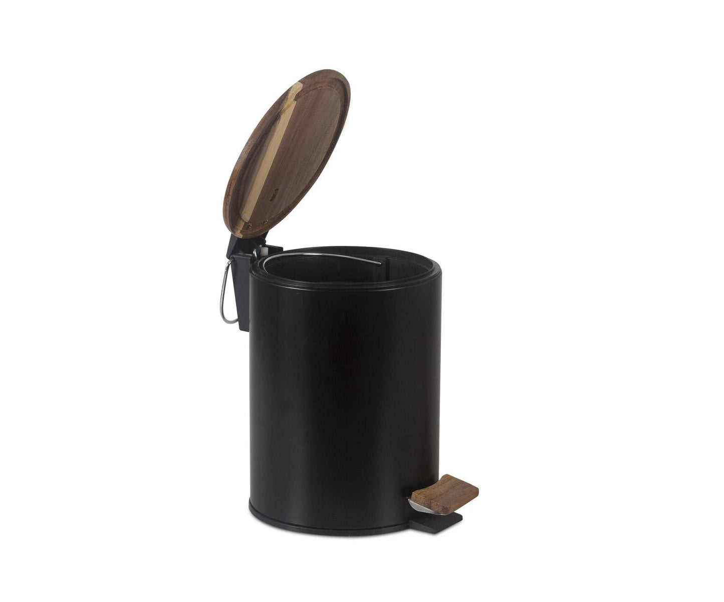 Schwarzer Papierkorb aus Metall und Holz, 5 l, Andrea House