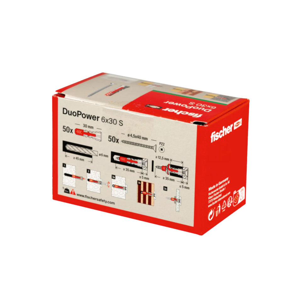 Duopower-Dübelset 6x30S + Fischer-Schrauben 50 Stück