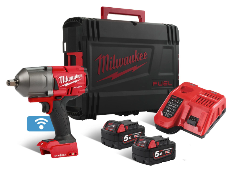 Schlagschrauber M18 FUEL ONE-KEY 1/2" + 2 Akkus 5 Ah + Ladegerät + Koffer Milwaukee M18 ONEFHIWF12-502X