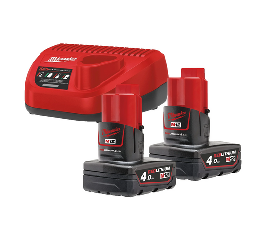 Ladegerätpaket + 2bat 4Ah Milwaukee M12 NRG-402