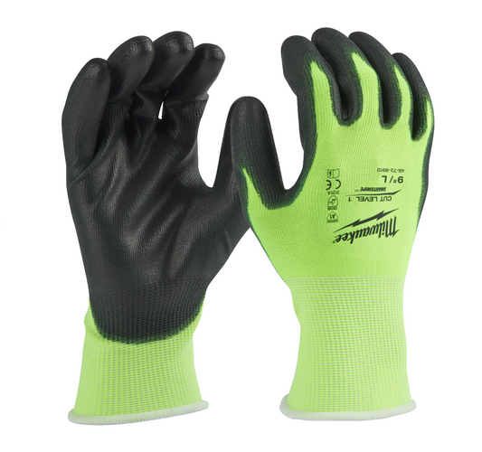 Milwaukee HI-VIS CUT Level A Schnitthandschuhe mit hoher Sichtbarkeit