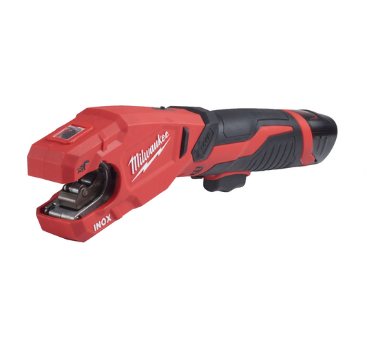 Cortadora de tubos inox + 2bat 2Ah + Cargador + Maletín Milwaukee M12 PCSS-202C