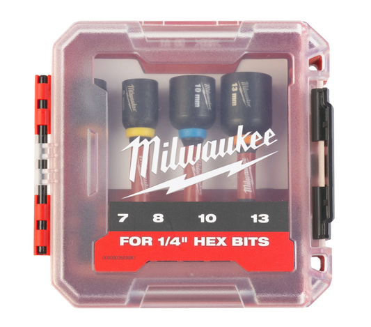 Etui mit 4 Gläsern mit 1/4-Zoll-Sechskantaufnahme Impact Duty Milwaukee