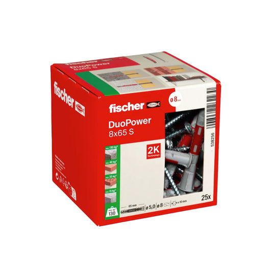 Duopower-Dübelset 10 x 50 L S + Fischer-Schrauben 25 Stück