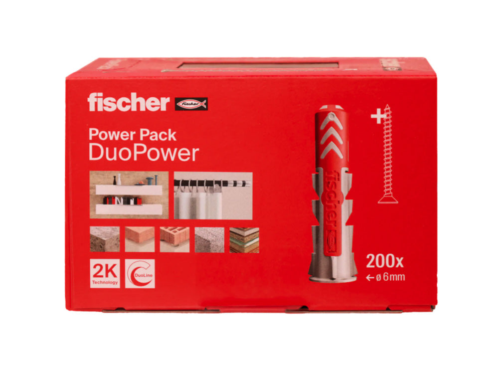 Fischer Taco Duopower 6x30 + Tornillo PowerFast II 4,5x40, 200 Stück