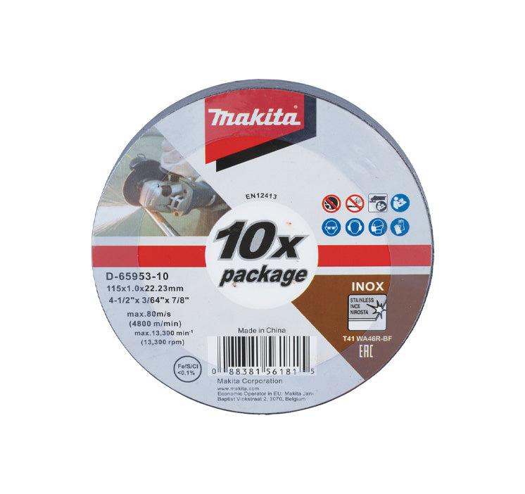Schachtel mit 10 Makita D-65953-10 115mm Edelstahl-Trennscheiben