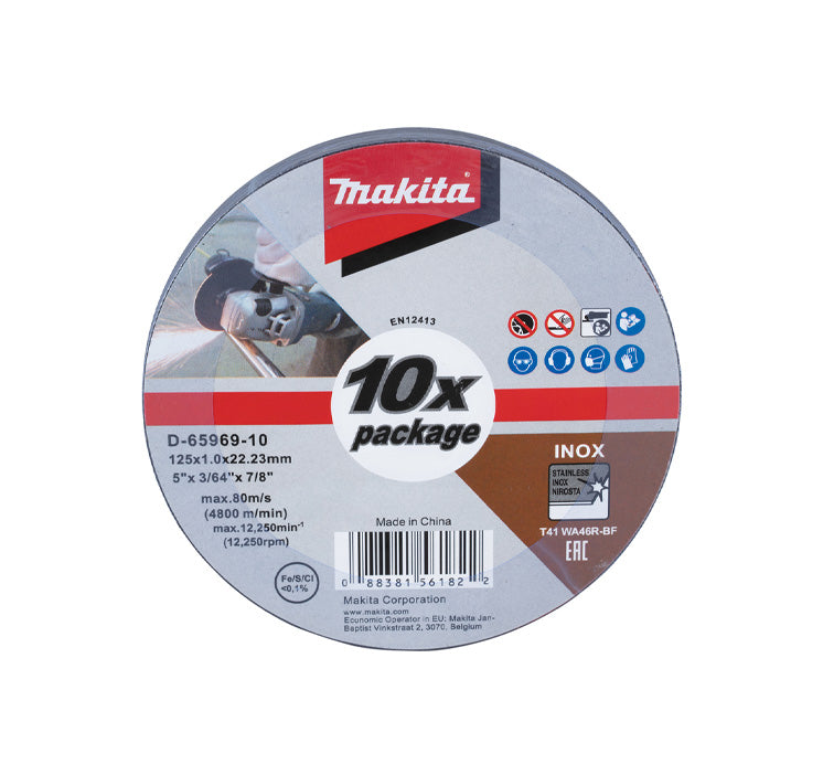 Schachtel mit 10 Makita D-65969-10 125mm Edelstahl-Trennscheiben