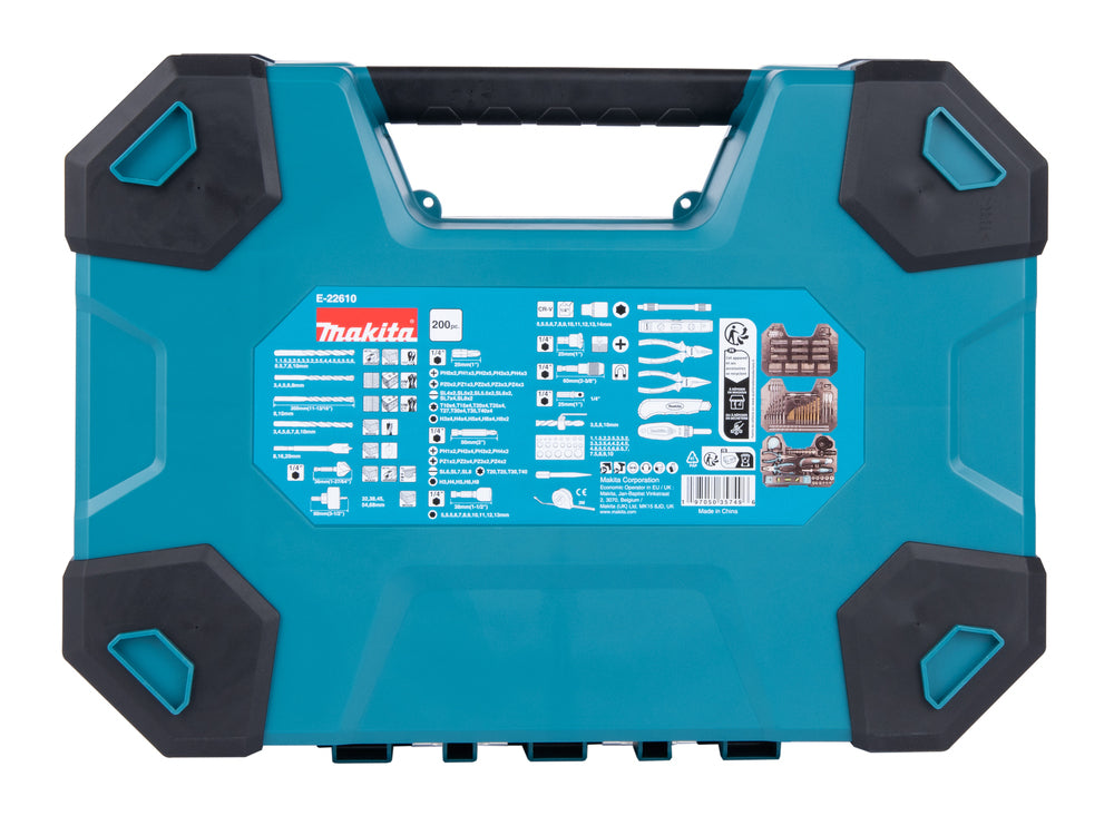 Koffer mit Bohrern und Schraubenbits Maccess (200 Stück) E-22610 Makita