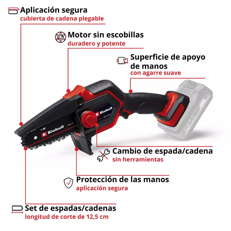 Motosierra de poda a bateria GE-PS 18/15 Li BL-Solo con batería y cargador Einhell