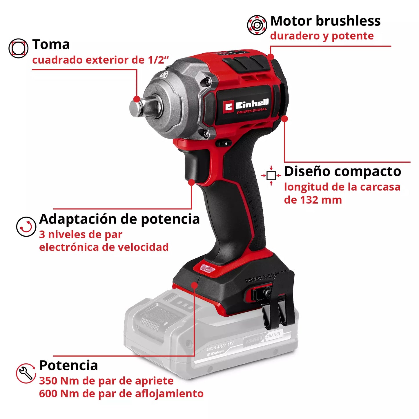 18-V-Schlagschrauber 350 Nm Einhell TP-CW 18/350-C Li BL -  Solo