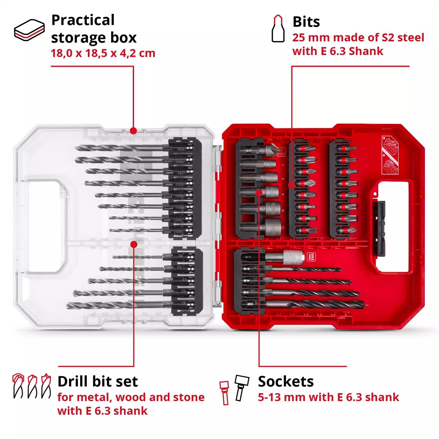 Einhell L-CASE 40-teiliges LS-Bit- und Bohrer-Set 49109053