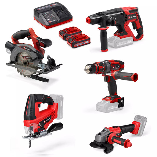Kit de 5 herramientas eléctricas + 2 baterias + cargador TE-TK 18/5 +2 (CD+CS+WS+JS+HD) Einhell