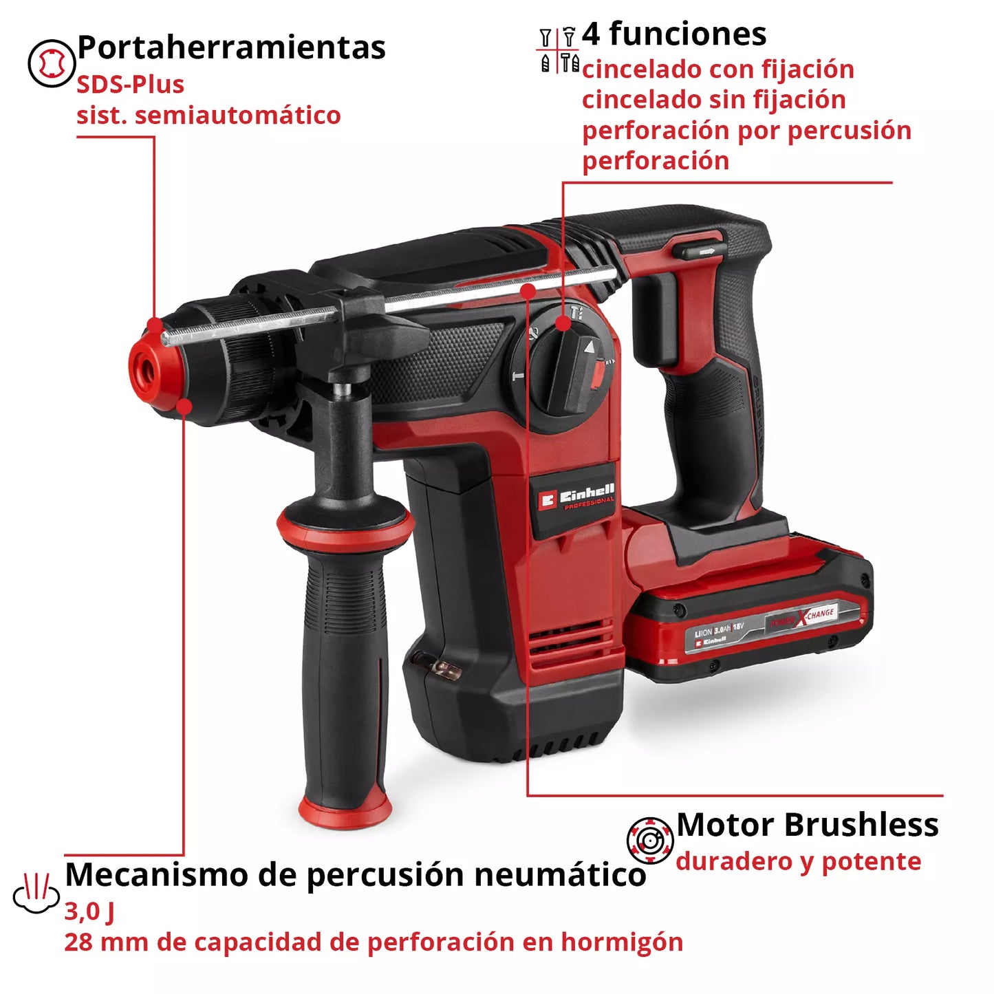18-V-SDS-Plus-Bohrhammer 3 J 28 mm TP-HD 18/28 Li BL+4