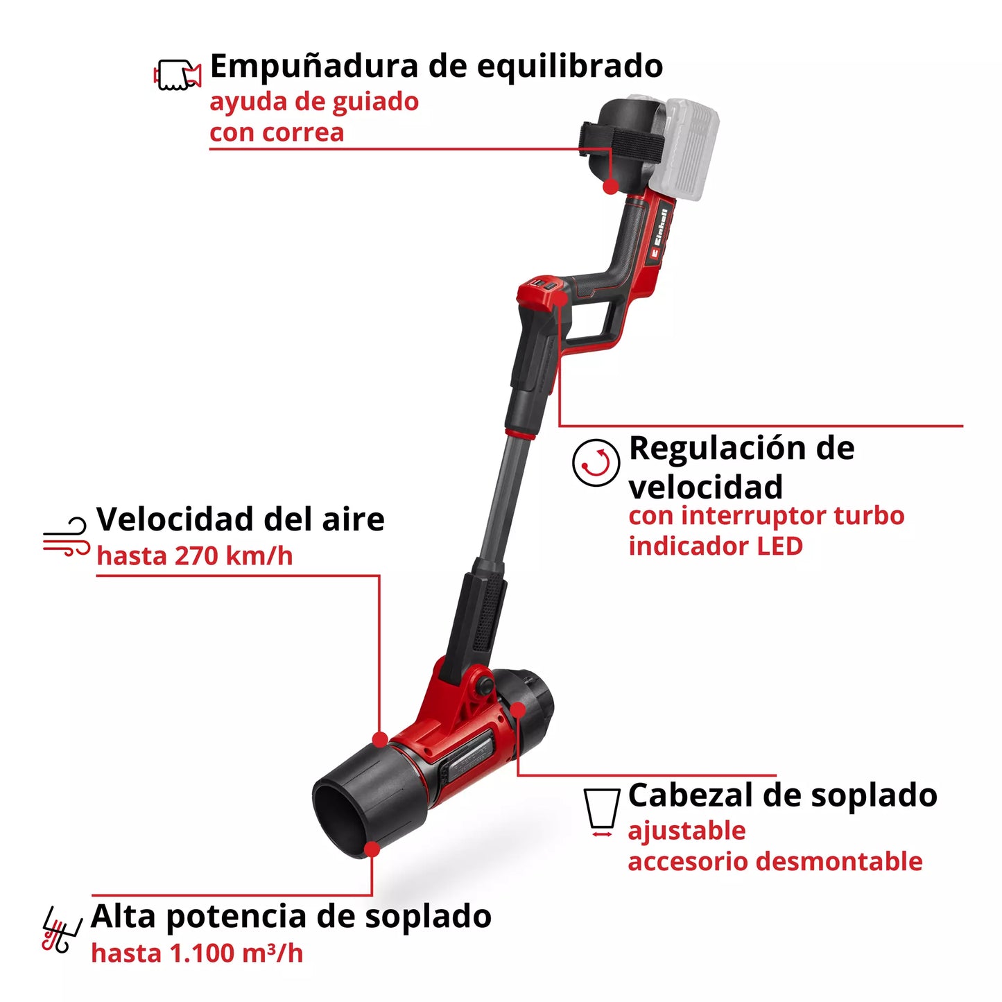 Einhell 36-V-Laubbläser 270 km/h GP-LB 36/270 Li E BL-Solo