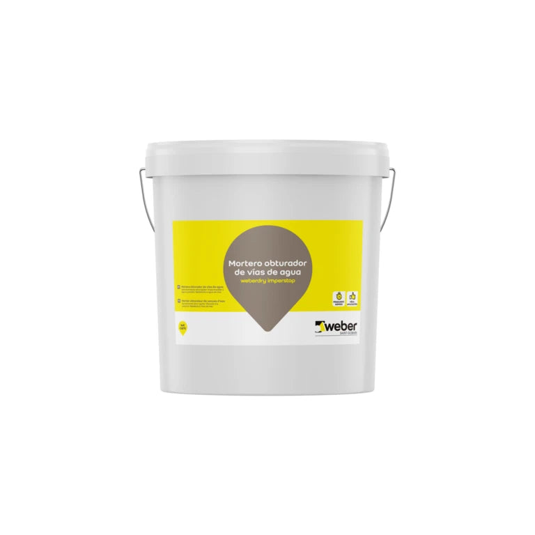 Mortero monocomponente obturador de vías y fugas de agua 5kg Weberdry IMPERSTOP