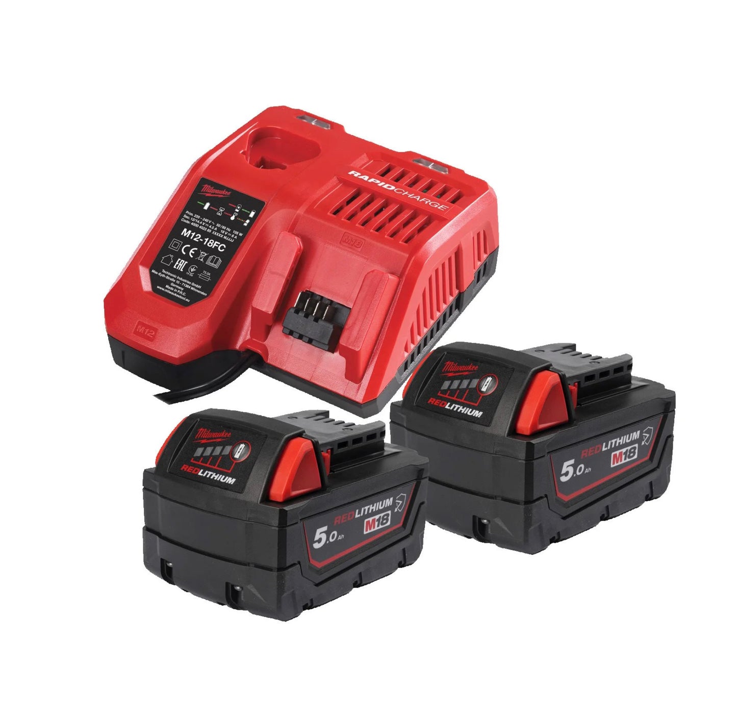 Milwaukee M18 NRGCR-502 5Ah Akku-Set und Ladegerät