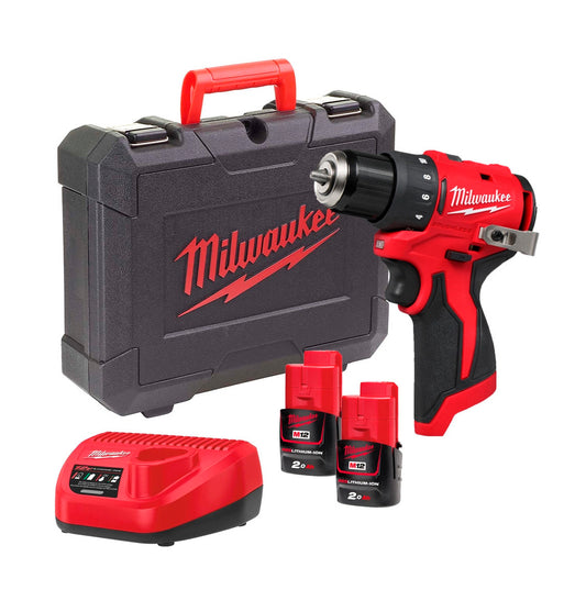 Bohrschrauber + 2 Akkus à 2,0 Ah + Ladegerät + Koffer Milwaukee M12 BLDDRC-202C