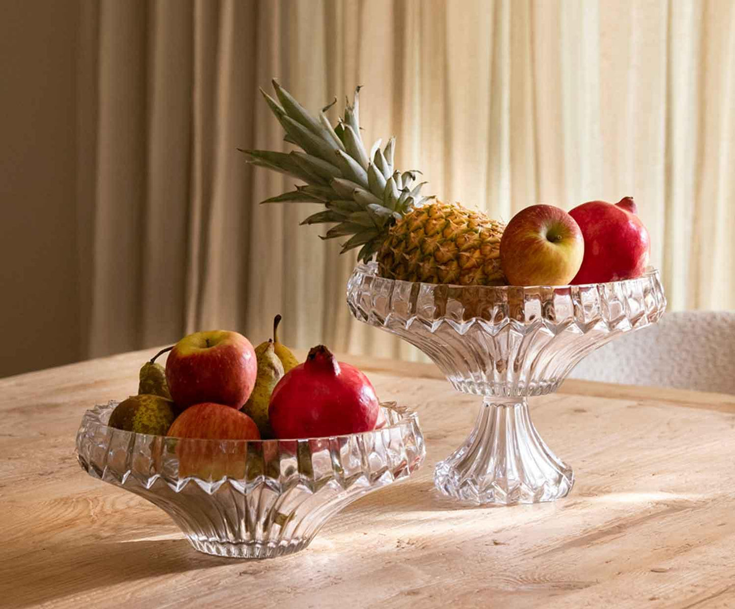 Klassische Obstschale aus geschliffenem Glas Ø31x12cm Andrea House