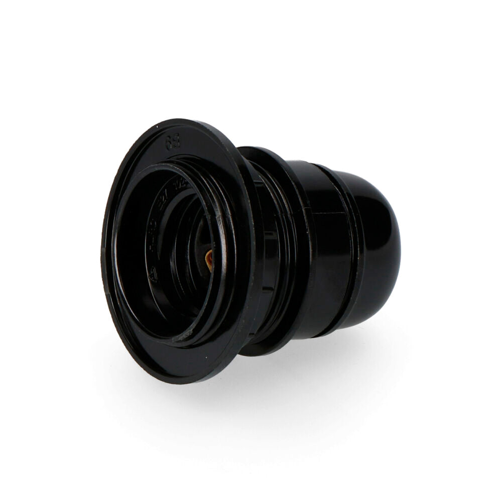 Portalamparas semiroscado E-27 Homologado + Arandela Negro EDM